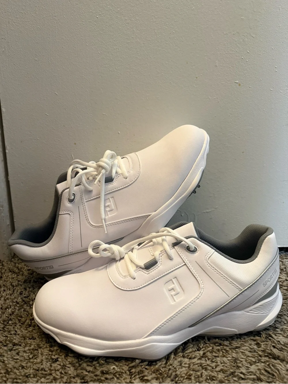 NEW FootJoy White SportLT Men’s Golf Shoes- Size 12